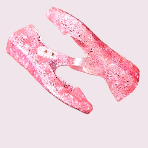 Pink Jelly Dress Up Shoes With Small Wedge Size 33 - Picture 2 of 4